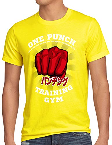 style3 One Punch Gym Herren T-Shirt Saitama Anime Manga, Größe:L, Farbe:Gelb von style3