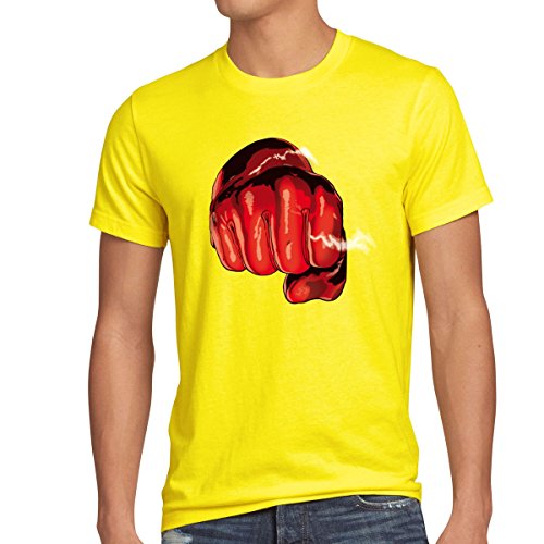 style3 One Punch Herren T-Shirt Anime Manga Saitama, Größe:M, Farbe:Gelb von style3