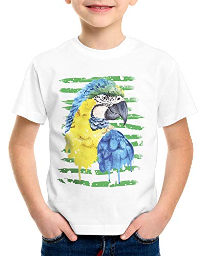 style3 Papagei Sommer T-Shirt für Kinder gelbbrustara regenwald vogelfreund vögeln, Größe:140 von style3