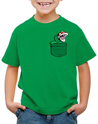 style3 Piranha Pflanze Brusttasche T-Shirt für Kinder Mario Switch SNES, Farbe:Grün, Größe:128 style3 Piranha Pflanze Brusttasche T-Shirt für Kinder Mario Switch SNES, Farbe:Grün, Größe:128 von style3