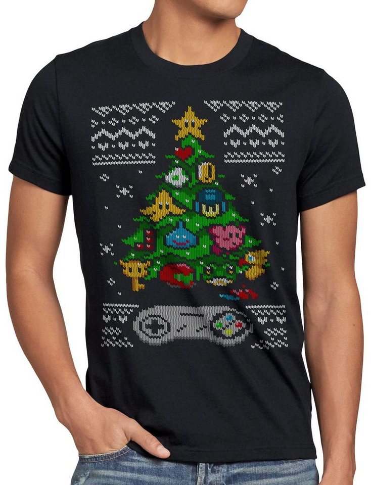 style3 T-Shirt 16-Bit Ugly Sweater x-mas pulli weihnachtsbaum nintendo switch von style3