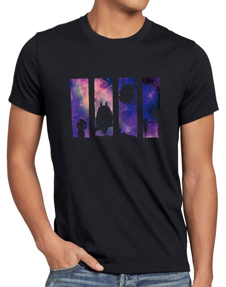 style3 Print-Shirt Herren T-Shirt Anime Galaxy totoro mononoke schloss chihiro film von style3