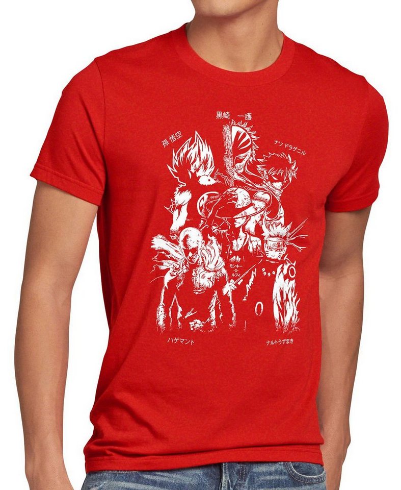 style3 Print-Shirt Herren T-Shirt Anime Heroes goku luffy saitama piece son punch dragon fairy ball von style3