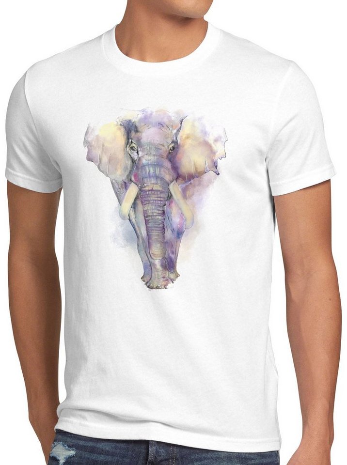 style3 Print-Shirt Herren T-Shirt Aquarell Elefant elephant zoo urlaub von style3