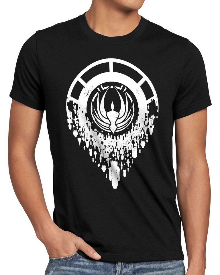 style3 Print-Shirt Herren T-Shirt Battlestar Übermacht galactica raumschiff von style3