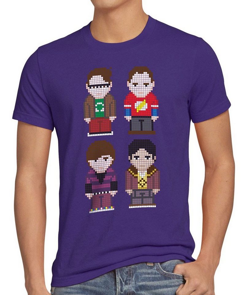 style3 Print-Shirt Herren T-Shirt Big Friends Bang Sheldon Serie Theory Cooper Penny Pixel 8-Bit von style3