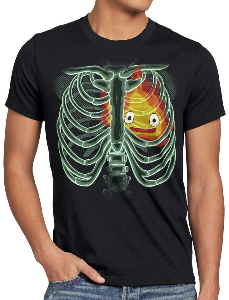 style3 Print-Shirt Herren T-Shirt Calzifer X-Ray japan das wandelnde schloss röntgen von style3