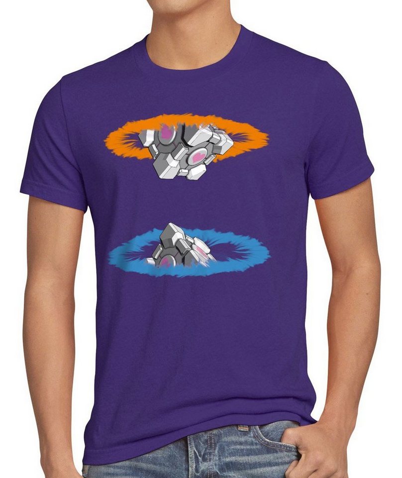 style3 Print-Shirt Herren T-Shirt Companion Cube Gamer Portal Portale Chell Begleiter Würfel game von style3