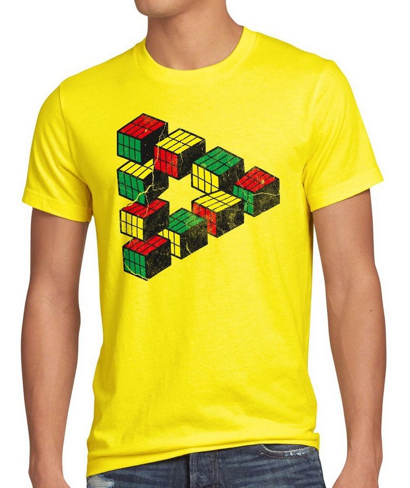 style3 Print-Shirt Herren T-Shirt Cube Big Bang Sheldon Escher Cooper Penrose Dreieck Würfel Theory von style3