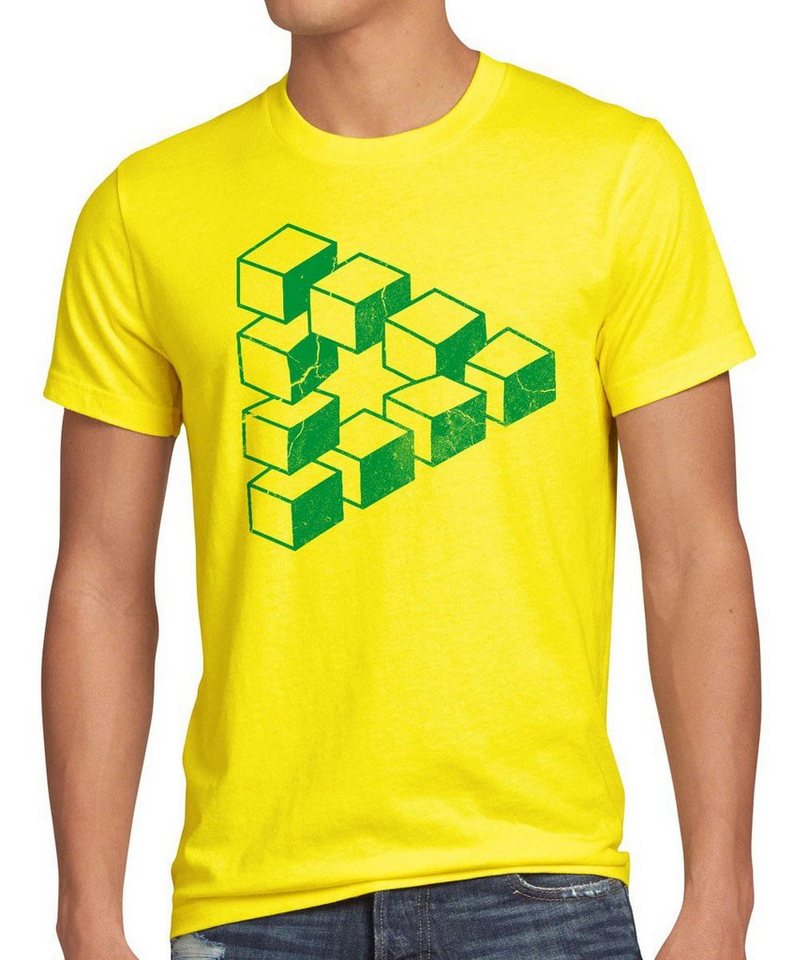 style3 Print-Shirt Herren T-Shirt Cube Big Sheldon würfel Escher Cooper Penrose Dreieck Theory bang von style3