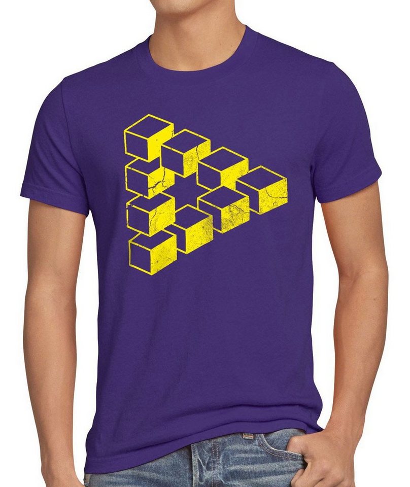 style3 Print-Shirt Herren T-Shirt Cube Big Sheldon würfel Escher Cooper Penrose Dreieck Theory bang von style3