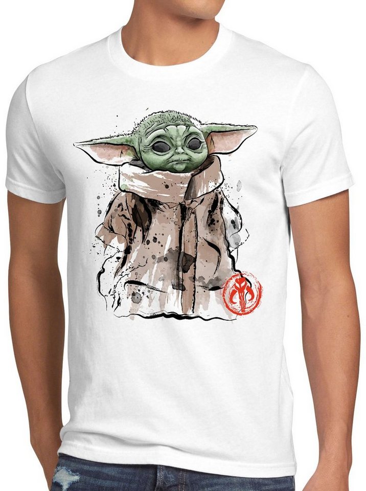 style3 Print-Shirt Herren T-Shirt Dagobah Baby yoda mando tv serie von style3