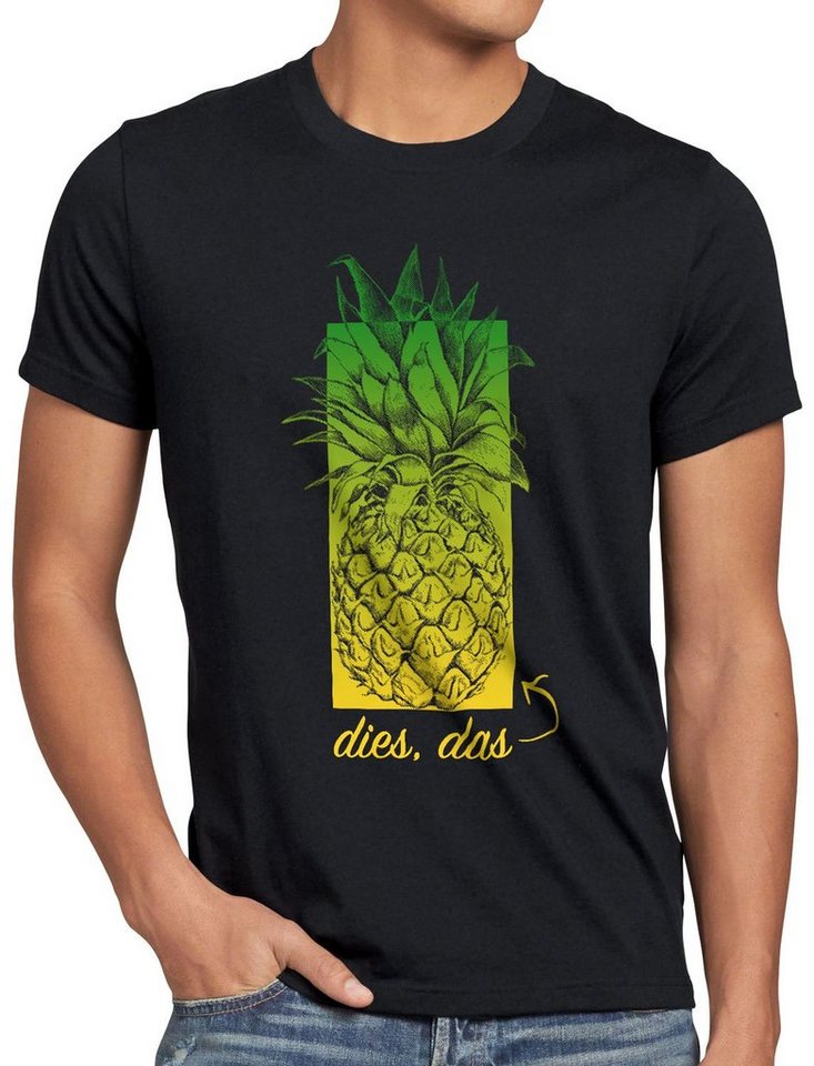 style3 Print-Shirt Herren T-Shirt Dies das Ananas neonschwarz pineapple hip hop rap von style3