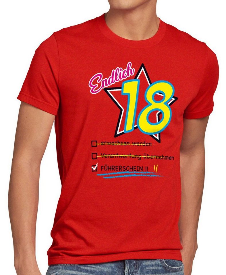 style3 Print-Shirt Herren T-Shirt Endlich 18 Führerschein Geburtstag Party Fun volljährig achtzehn von style3