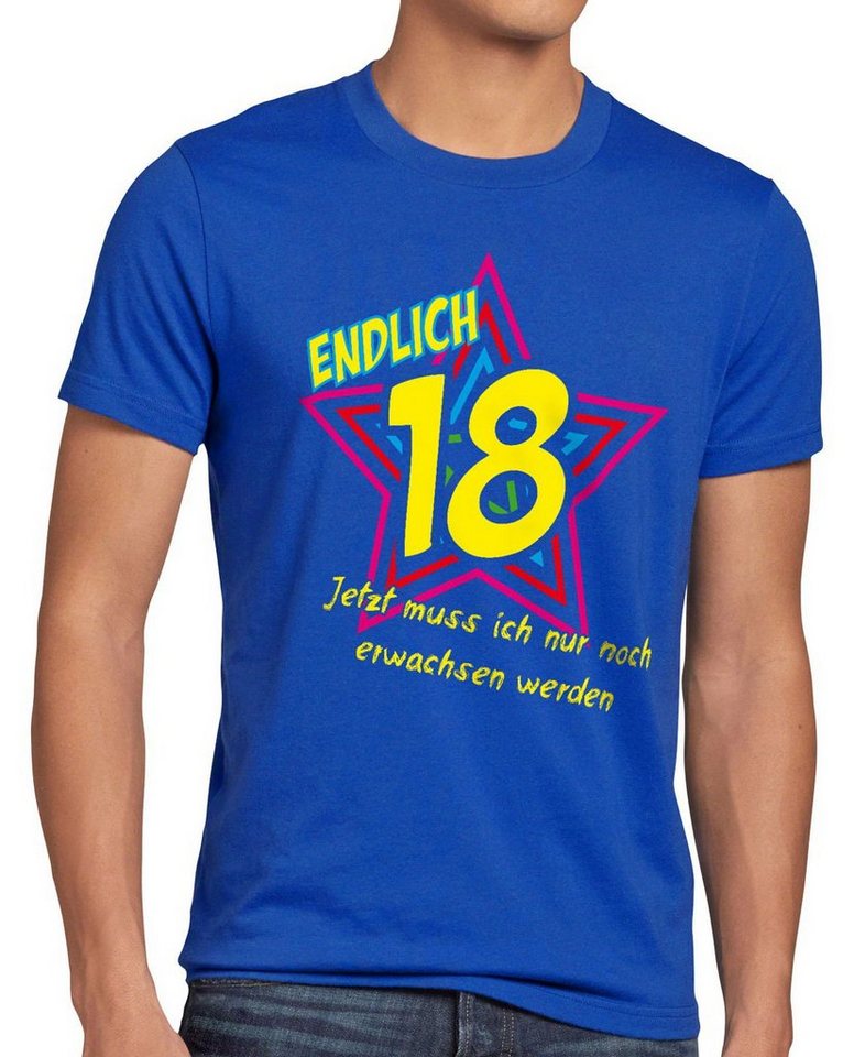 style3 Print-Shirt Herren T-Shirt Endlich 18 Jetzt noch erwachsen werden! Geburtstag Fun Funshirt von style3