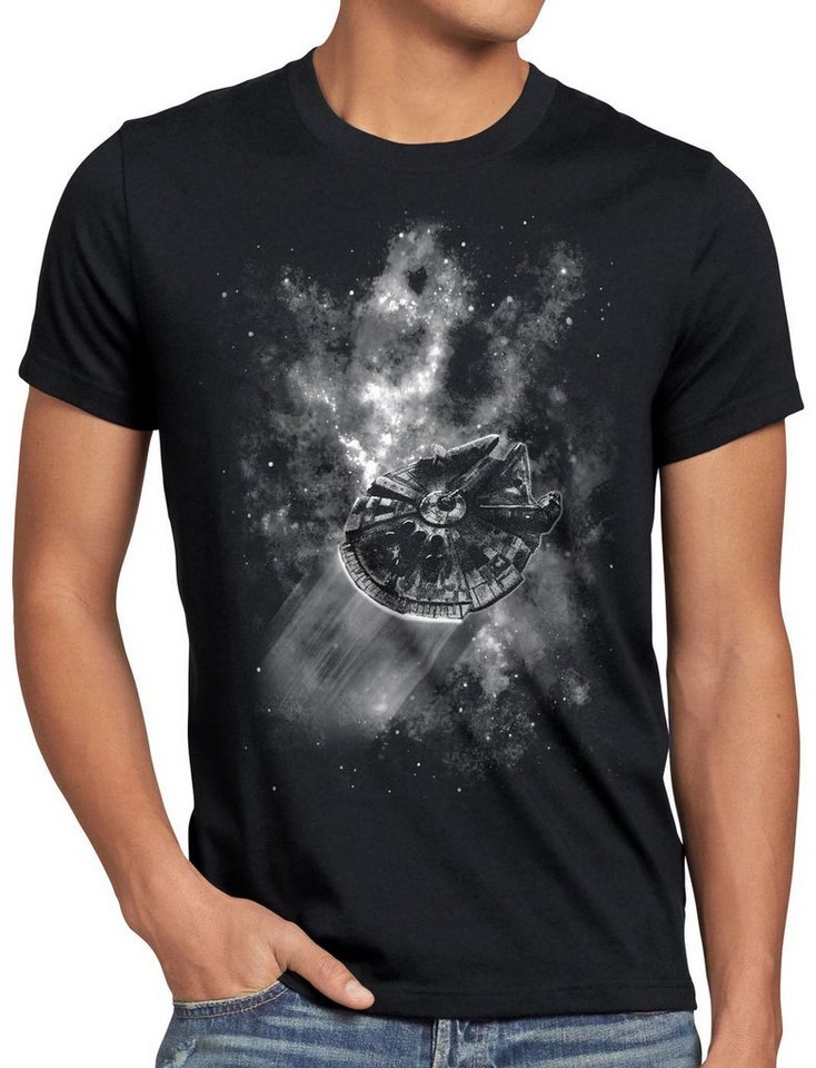 style3 Print-Shirt Herren T-Shirt Falcon in Space rasender falke von style3