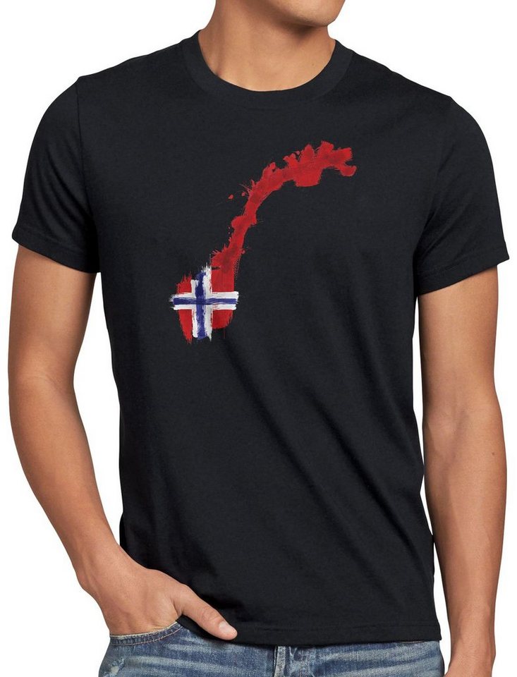 style3 Print-Shirt Herren T-Shirt Flagge Norwegen Fußball Sport Norway WM EM Fahne von style3