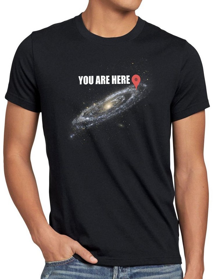 style3 Print-Shirt Herren T-Shirt Galaxy - you are here navigationssystem von style3