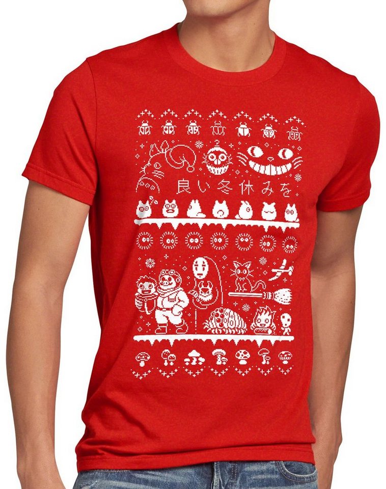 style3 Print-Shirt Herren T-Shirt Ghibli Anime Christmas Sweater t totoro mononoke schloss chihiro film von style3