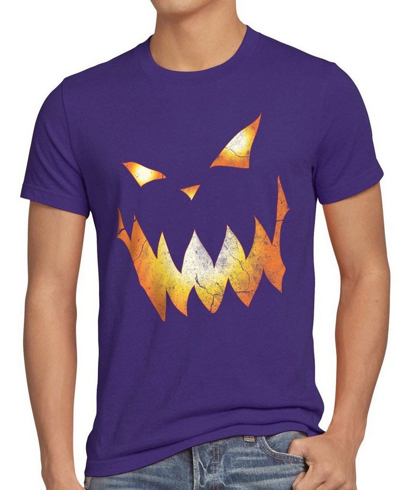 style3 Print-Shirt Herren T-Shirt Halloween Kürbiskopf Kürbis Fasching Kostüm Party Kopf Spuk Geist von style3