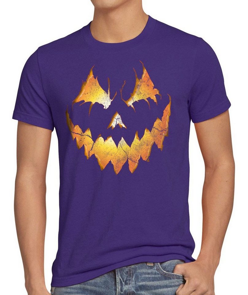 style3 Print-Shirt Herren T-Shirt Halloween Pumpkin Kürbiskopf Horror Fasching kürbis kostüm kopf von style3