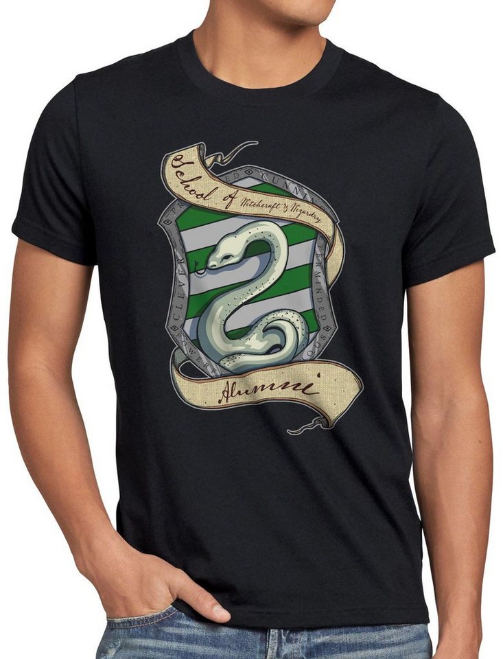 style3 Print-Shirt Herren T-Shirt Haus Schlange Hut schule zauberei wasser potter von style3