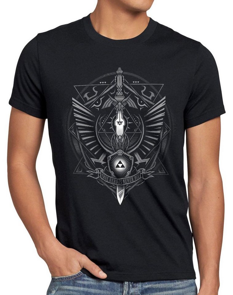 style3 Print-Shirt Herren T-Shirt Hyrule Wappen link gamer von style3