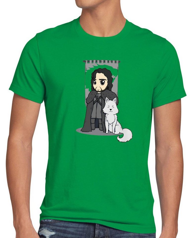 style3 Print-Shirt Herren T-Shirt Jon Schnee chibi snow lord kommandant der nachtwache von style3