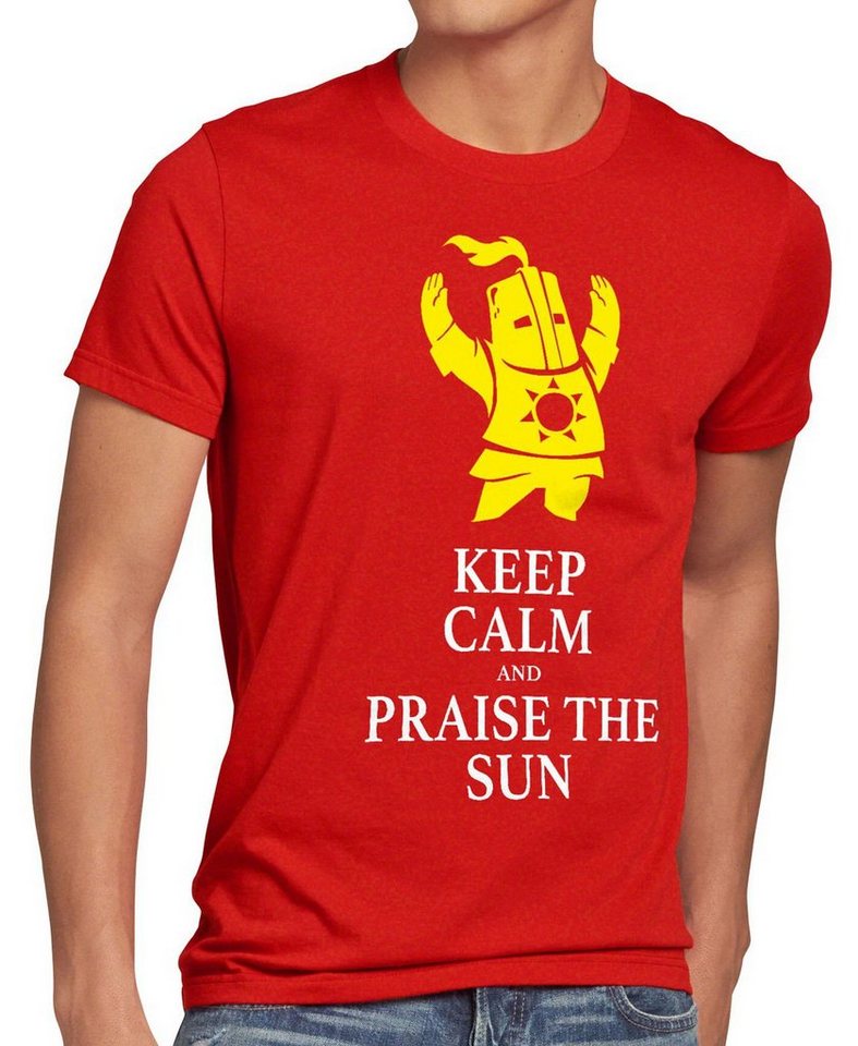 style3 Print-Shirt Herren T-Shirt Keep Calm Praise the Sun Dark Sunbro Solaire Souls Sonnen Ritter von style3