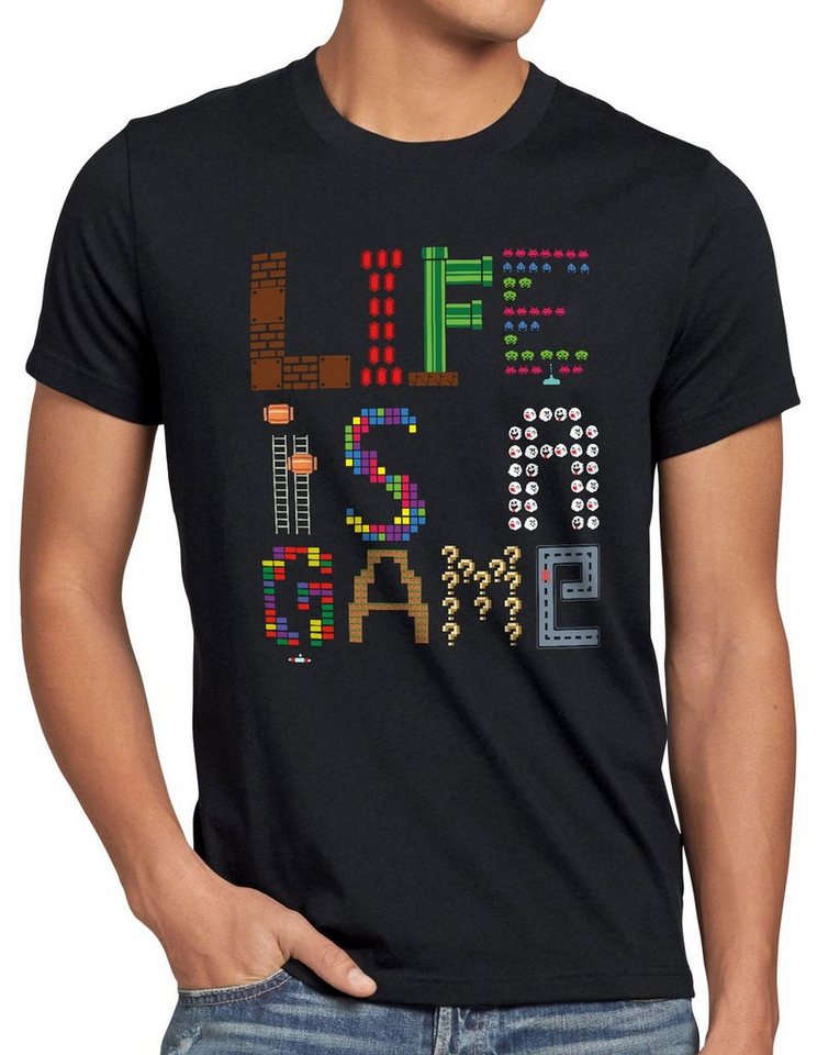style3 T-Shirt Life is a Game Gamer Pixel Konsole Boy mario Spiel Jungen zelda von style3