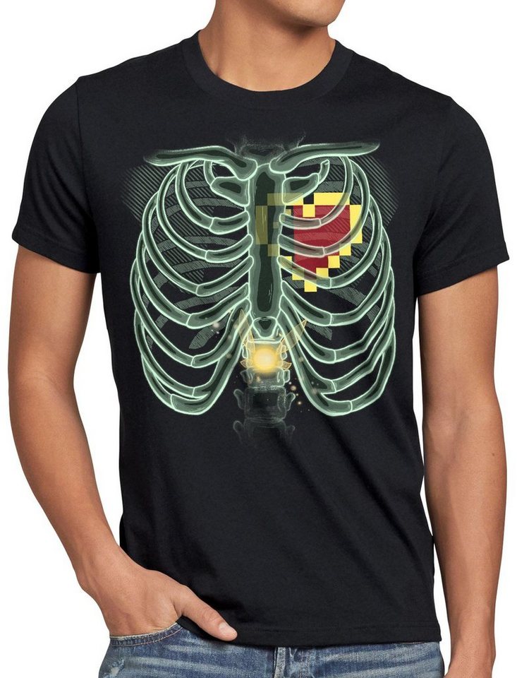 style3 Print-Shirt Herren T-Shirt Link Herzcontainer X-Ray hyrule röntgen von style3