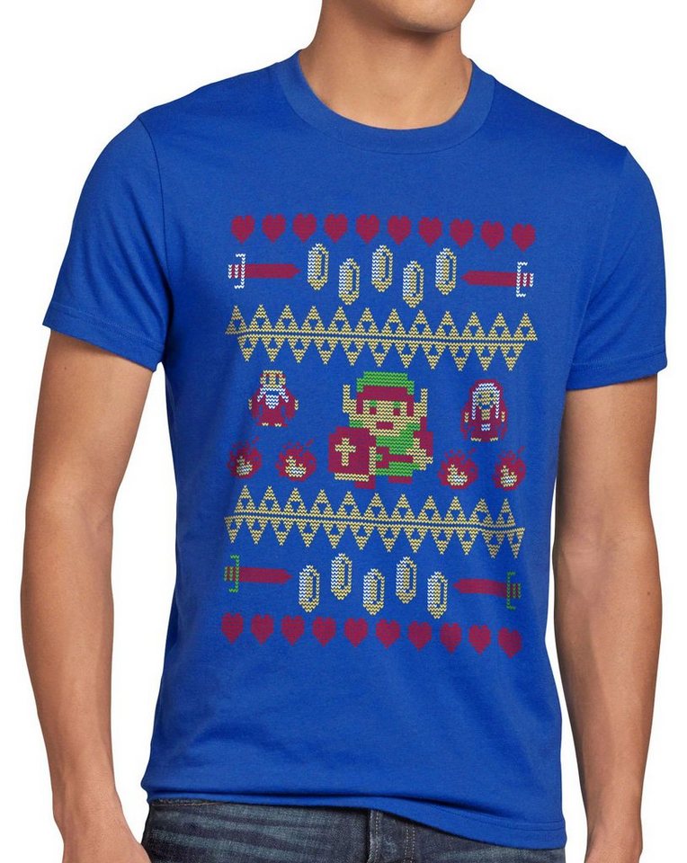 style3 Print-Shirt Herren T-Shirt Link Ugly Christmas Sweater strick pulli weihnachten zelda xmas von style3