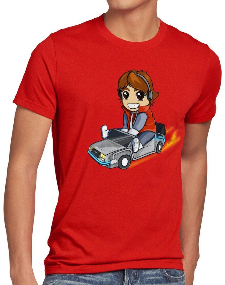 style3 Print-Shirt Herren T-Shirt Marty McFly chibi zeitreise von style3