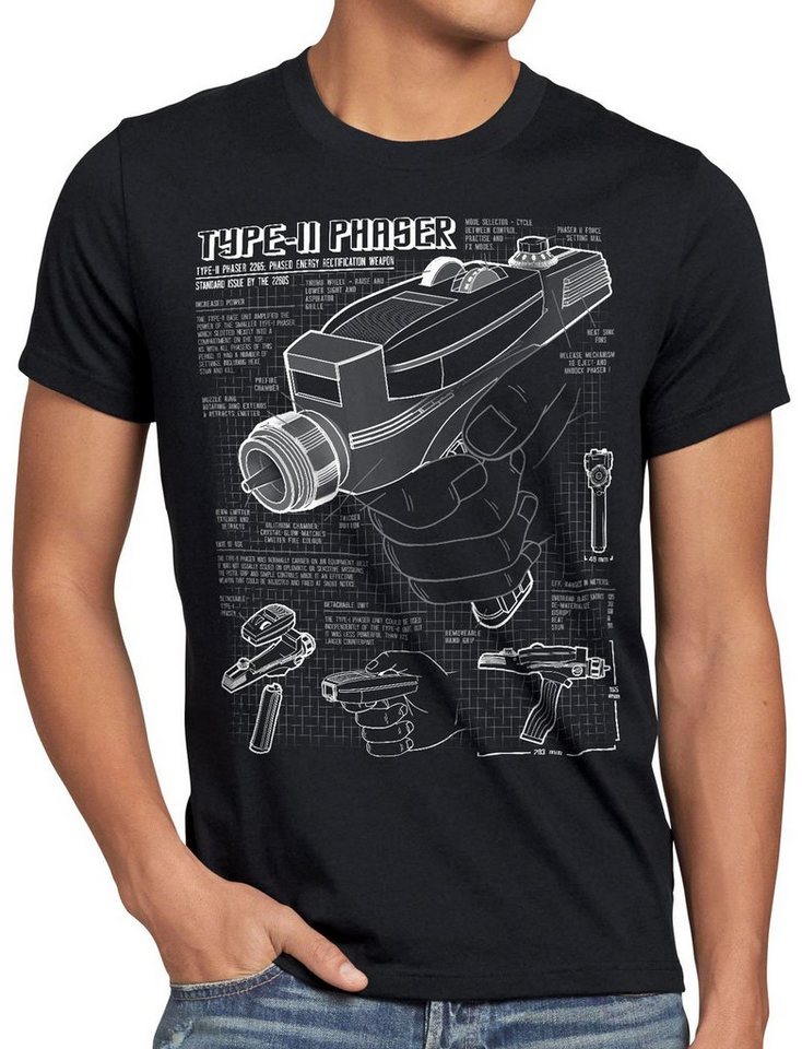 style3 Print-Shirt Herren T-Shirt Phaser 2265 Blaupause NCC-1701 trek trekkie star von style3