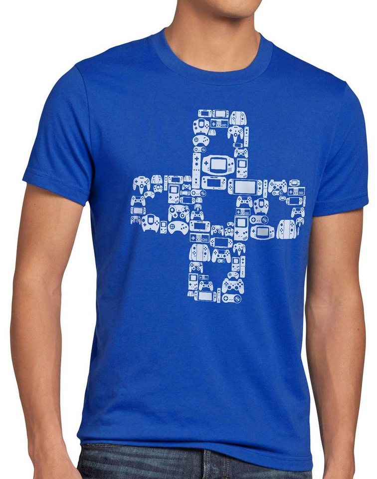 style3 Print-Shirt Herren T-Shirt Play Steuerkreuz Gamer Game Kontroller mario zelda Konsole Boy von style3