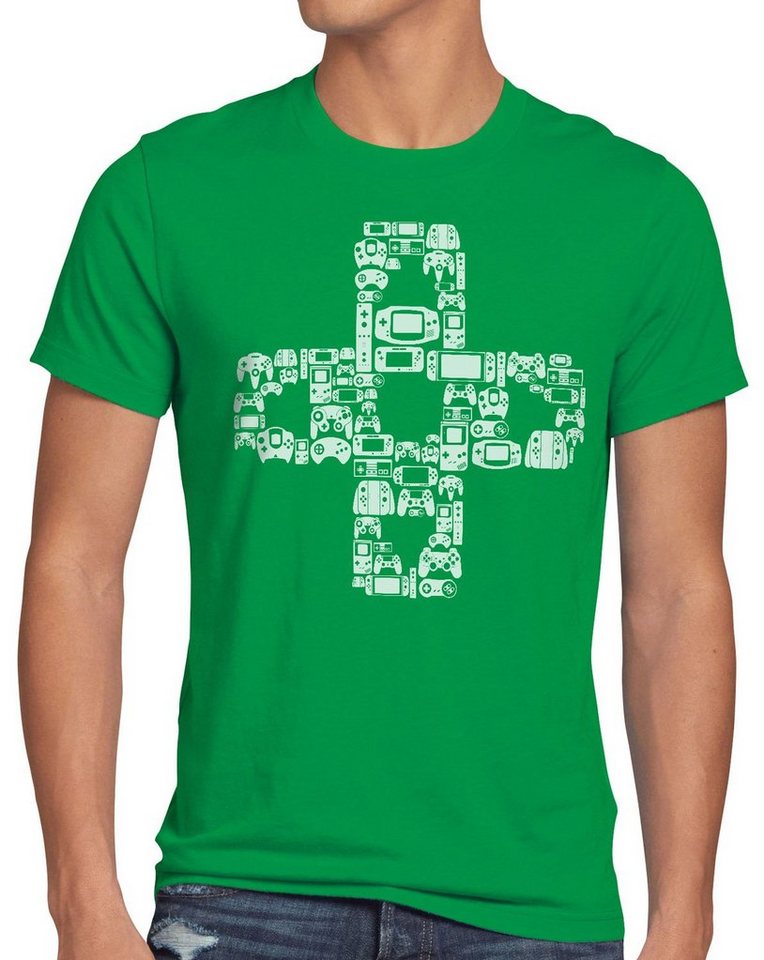 style3 Print-Shirt Herren T-Shirt Play Steuerkreuz Gamer Game Kontroller mario zelda Konsole Boy von style3