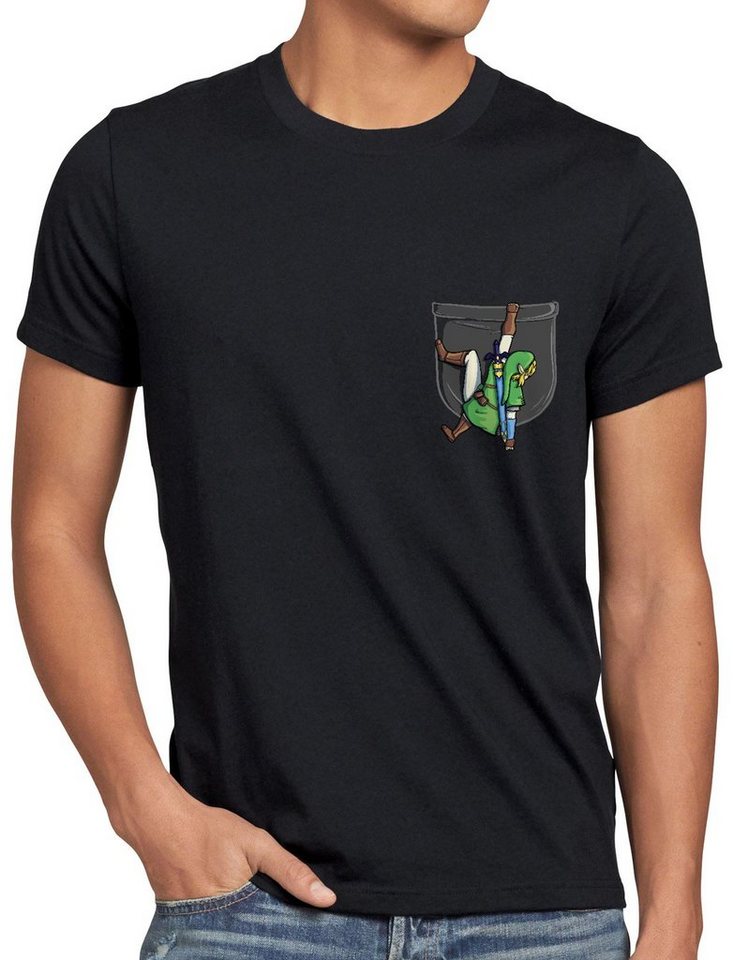 style3 Print-Shirt Herren T-Shirt Pocket Link hyrule gamer hemdtasche von style3