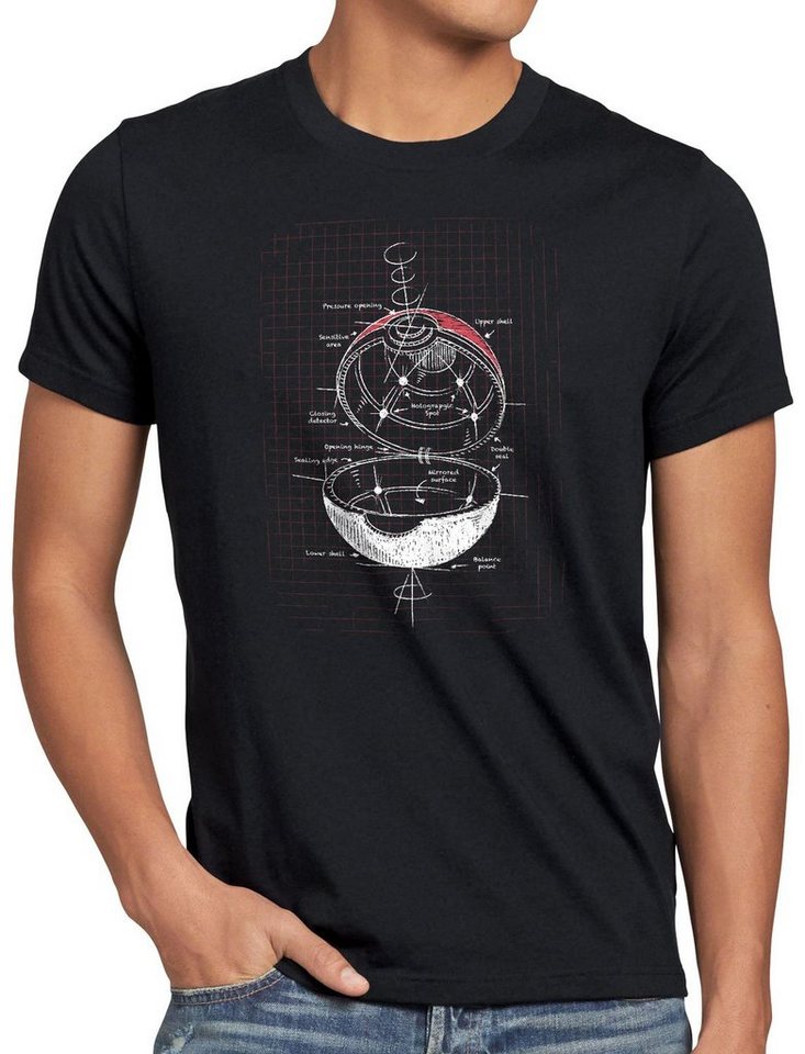 style3 Print-Shirt Herren T-Shirt Pokéball Scribble monster spiel online von style3