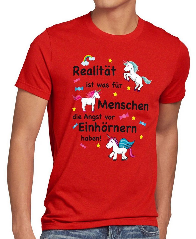 style3 Print-Shirt Herren T-Shirt Realität ist für Menschen Angst Einhörnern haben Unicorn Einhorn von style3