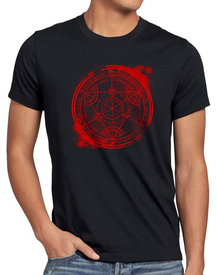 style3 Print-Shirt Herren T-Shirt Red Circle Anime Manga Japan Alchemist von style3