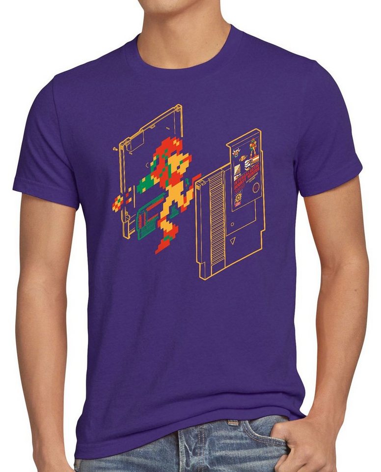 style3 Print-Shirt Herren T-Shirt Retro Samus classic gamer switch nes 8-Bit von style3