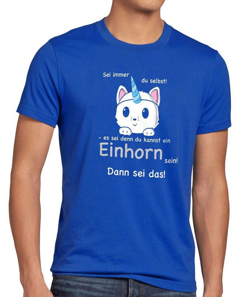 style3 Print-Shirt Herren T-Shirt Sei immer du selbst! Einhorn Unicorn es sei denn Fun Spruch Katze von style3