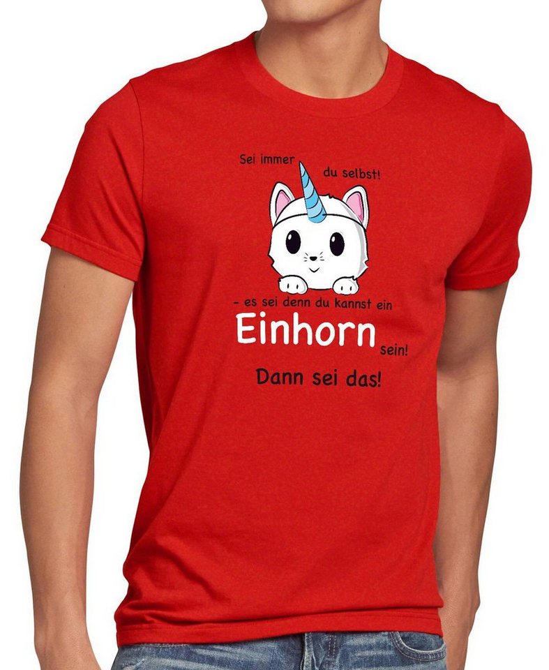 style3 Print-Shirt Herren T-Shirt Sei immer du selbst! Einhorn Unicorn es sei denn Fun Spruch Katze von style3