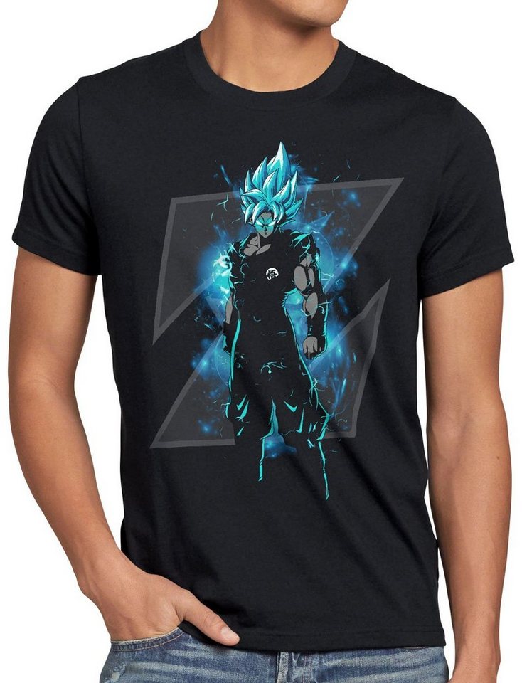 style3 Print-Shirt Herren T-Shirt Son-Goku Z Blue god modus evolution saiyajin dragon von style3