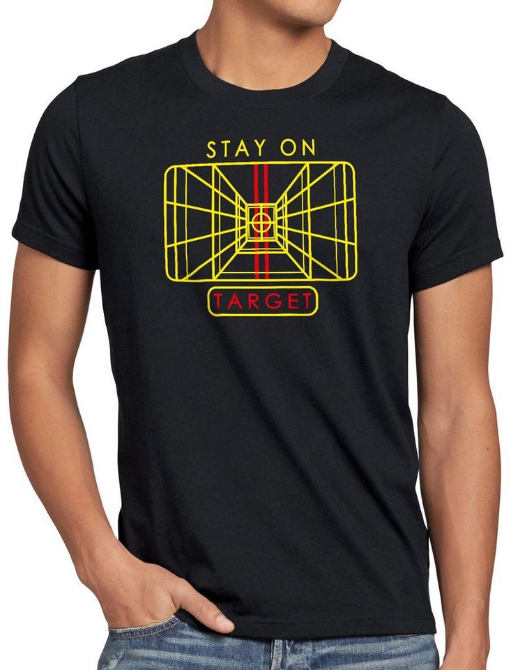 style3 Print-Shirt Herren T-Shirt Stay on Target x-wing todesstern anflug von style3