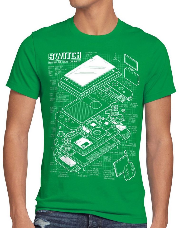 style3 Print-Shirt Herren T-Shirt Switch Blaupause pro gamer konsole joy-con von style3