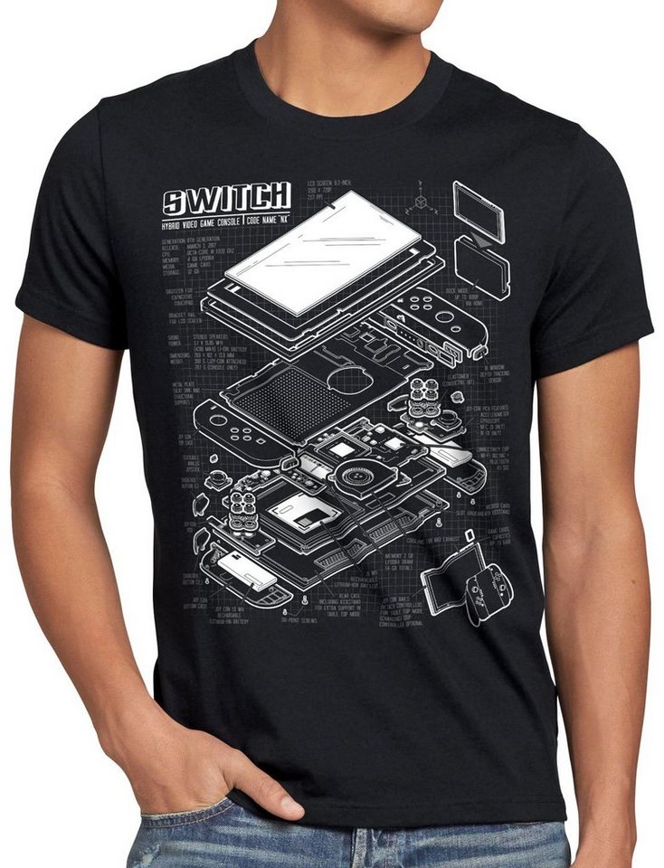 style3 Print-Shirt Herren T-Shirt Switch Blaupause pro gamer konsole joy-con von style3