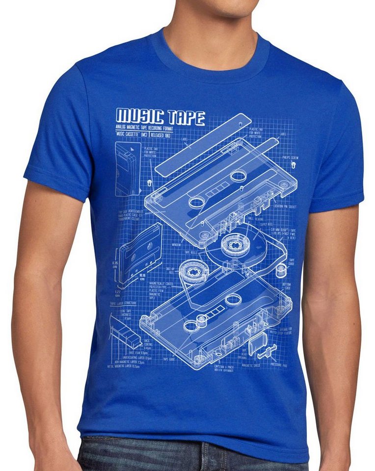 style3 Print-Shirt Herren T-Shirt TAPE Kassette disko MC DJ retro musik turntable ndw analog disco von style3