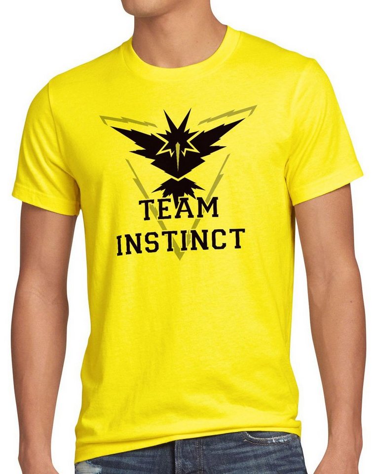 style3 Print-Shirt Herren T-Shirt Team Instinct gelb instinkt intuition boy poeball poke arena game von style3