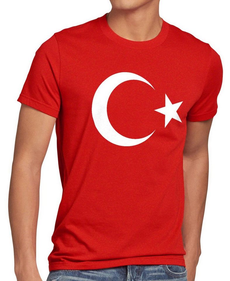 style3 Print-Shirt Herren T-Shirt Türkei Turkey Türkiye Flagge istanbul Flag Mond Stern rot erdogan von style3